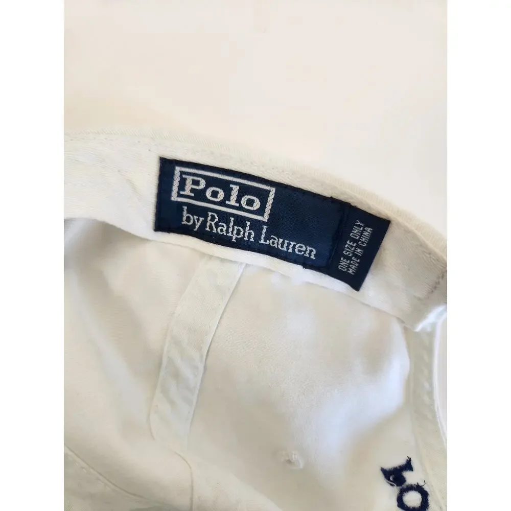 Vintage Polo Ralph Lauren White Hat One Size Unisex - Picture 7 of 9